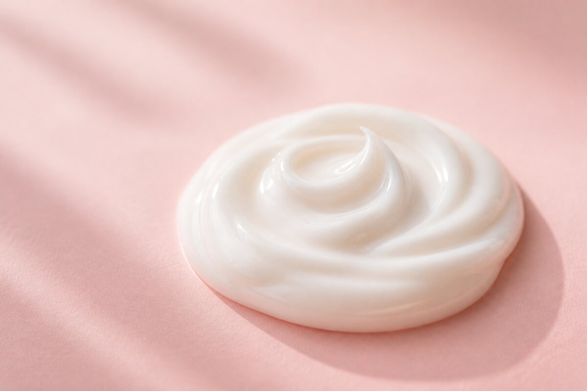 Kräm med panthenol på rosa bakgrund — panthenol i lagret under ocklusionen kan hjälpa till att lugna barriären