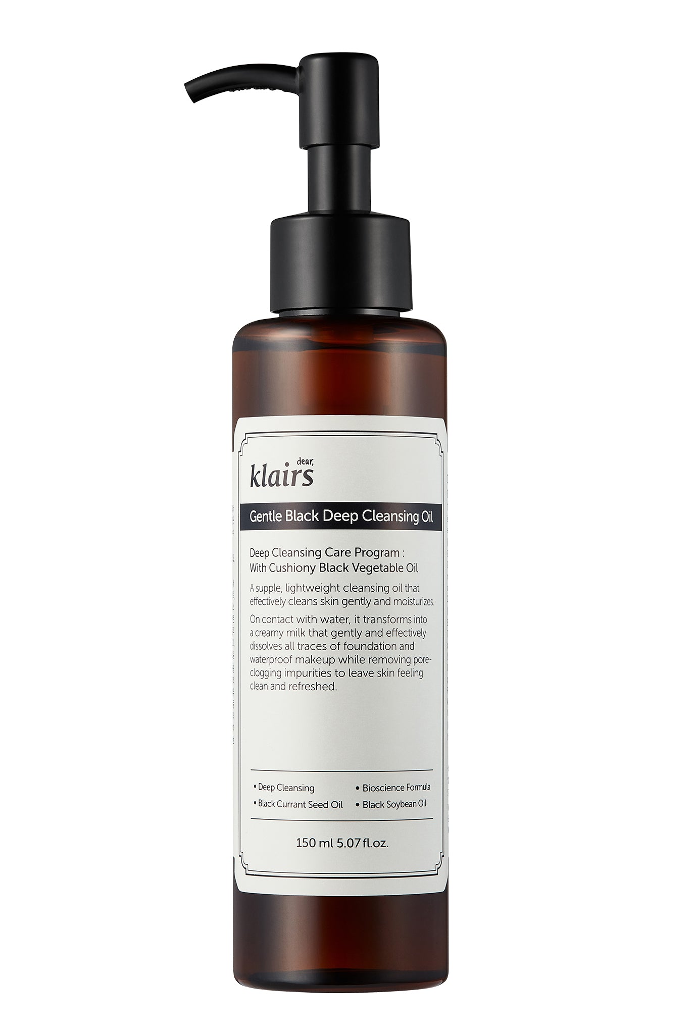 Klairs Gentle Black Deep Cleansing Oil, oljerengöring utan parfym